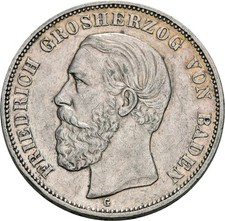Baden, Friedrich I., 5 Mark 1902 G, Karlsruhe , seltener Jahrgang !