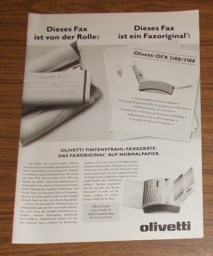 Seltene werbung olivetti - olivetti, ofx