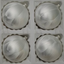 Lauschaer Glas Eislack weiß Christbaumschmuck Kugeln d 10cm 4 Stück mundgeblasen