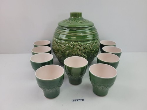 Bowle set ddr keramik - keramik, grün