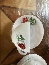 Arcopal France Kaffeetassen-Set, 6 Tassen mit Untertassen Fleurs +Zuckerdose