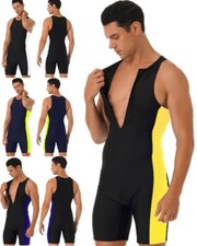 DE Herren Badeanzug Einteiler Bodysuit Schwimmanzug Overalls Surfanzug Wetsuit