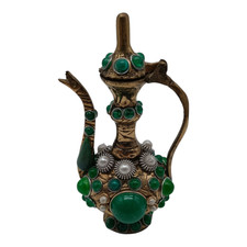 orientalisch verzierte Deko-Kanne aus Metall mit Schmucksteinen ca 12cm hoch