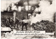 Alte Foto Karte Deutsche Hochofen-Anlage Kokskuchen aus dem Ofen 1911