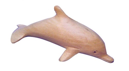 Delphin holz natur 12cm - holz,