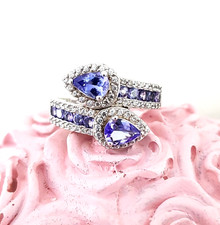 Schleife Damenring 925 Silber Gr. 21-66 viele Steine Amethyst? Edelsteinring,Neu