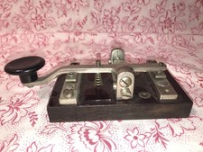 Antike Telegrafen Taste Morsetaste Messing Holz Telegraphie selten um 1920