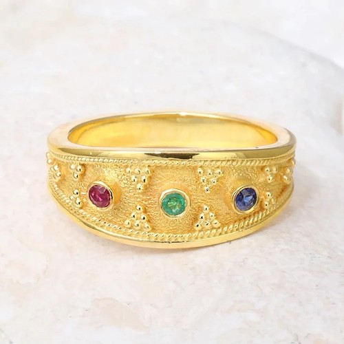 Ring gold bunte - bunte, steine