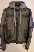 CAMP DAVID Lederjacke mit Kapuze - Grau - Größe L - Wie Neu - Super Zustand!