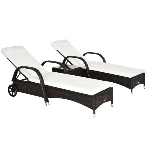 Outsunny tlg rattan liege - 3-tlg.,
