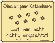 Blechschild Ohne ein paar Katzenhaare ist man nicht richtig eingerichtet !