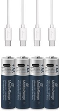 4 Mediarange Akku AA mit USB-C Anschluss Li-Ion Mignon 1.5V 1.400mAh Ladekabel