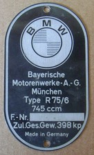 Typenschild BMW R75/6