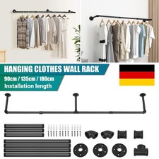180CM Industrierohr Kleiderstange Garderobenstange Wandmontage Organizer Ständer