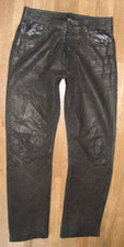 " RABERG " Herren- LEDERJEANS / Nubuk- Lederhose in schwarz W32"/ L32" ca. 48