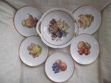 alte dekorative Schale dazu 5 passende Teller mit Obst Motiven,  Thomas Bavaria