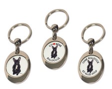 AdriLeo® Schlüsselanhänger m. Einkaufswagenchip aus Metall-Schw. Franz.Bulldogge