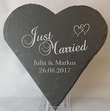  SH 7 - Herz Schieferherz Schiefer Türschild Name Hochzeitsgeschenk