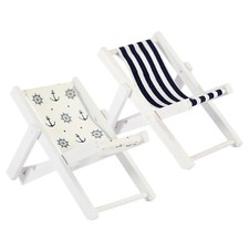 Mini Liegestuhl Stuhl Strand Klappstuhl Holz Maritime Deko Accessoires - Wählbar