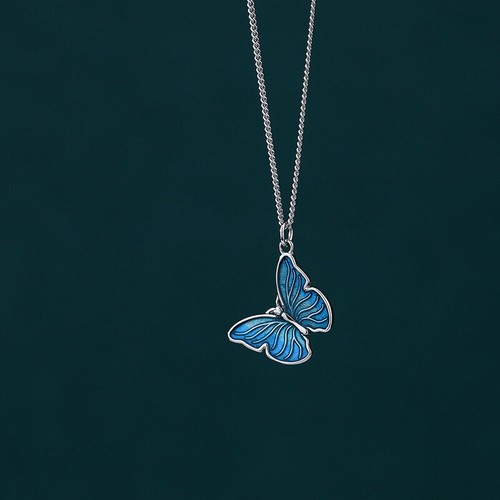 Halskette schmetterling blau - halskette,