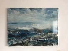 Wandbild XXL 90x120cm "Tosendes Meer" Leinwand Acryl Gemälde großes Bild
