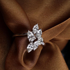 Si / H Multi Diamant Haufen Ring 14k Weiß Solid Gold Hochzeit Geschenk für Sie