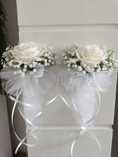 ?4×Türgriffschleifen Brautauto Autodeko Autoschmuck Hochzeitsauto Autoschleife