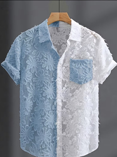 Damen bluse kurzarm spitze - l,