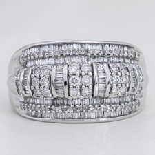Gr. 60 - Vintage Baguette & Brillant Diamant 1,68 ct. Ring in Weißgold 585/14K
