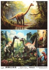 Reispapier A4 Strohseide Decoupage Drachen Dino Dinosaurier Saurier T-Rex RE6223