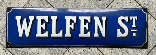 Altes email blech schild blau - altes,