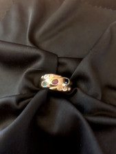 1 gebrauchter 585 Damenring mit 1 Saphir, 1 Rubin, 1 Smaragd und 6 Diamanten