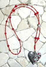 ★ mittellange Kette ★ FLOWER POWER ★ HERZ ★ rot ★