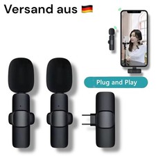 Lavalier Mikrofon wireless kabellos Ansteckmikrofon Handy Iphone 2 Mikrofone Set