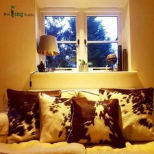 Neu 100 % Rindsleder behaart Rindsfell Hautkissen Kissenbezüge Dekor 40x40cm