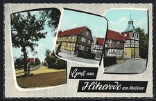 Ansichtskarte Hitzerode am Meißner, Gasthaus Hupfeld mit Strassenpartie 