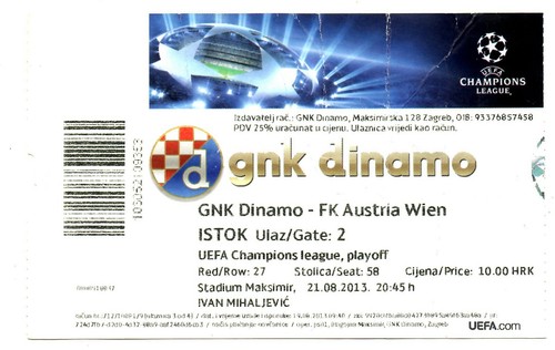 Ticket dinamo zagreb - dinamo,