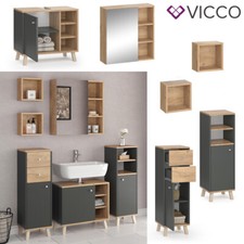 Badmöbelset Senyo Spiegel Waschtisch Midischrank Hochschrank Wandregal Vicco