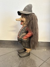 Holzfigur Zwerg geschnitzt mit Naturhaar