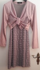 Leichtes Süßes Lammelen Kleid mit Jäckchen Altrosa/Flieder Chiffon GR:40⚠️s.Maß!