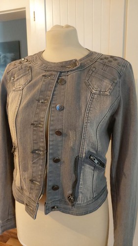 Jeansjacke grau used look - jeansjacke,