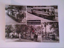 Dresden - Grosser Garten. Pioniereisenbahn. Mehrbildkarte mit 4 Abb. AK.