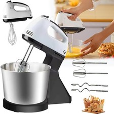 7Stufen Elektrischer Handrührgerät Mixer Handrührer Stand Mixer mit Rührschüssel