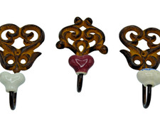 Garderobenhaken 3-Set -Vintage/Retro - Eisen/Keramik Dekorativ Kunstvoll !