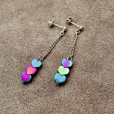 Ohrringe Damen Herz Regenbogen