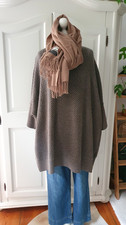 FFC Cashmere Wolle Pullover Boxy oversize Poncho onesize 2 M L XL braun Überwurf
