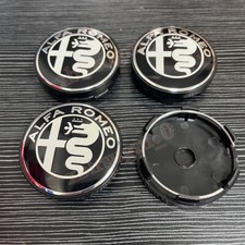 4x Für ALFA ROMEO 60mm Radmitte Nabendeckel Nabenkappen Felgendeckel Schwarz NEW