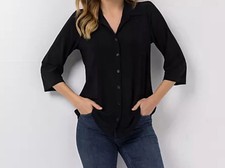 KIM & CO. Jerseybluse, 3/4-Arm Brazil Knit Jersey Knopfleiste  gr.L  pp