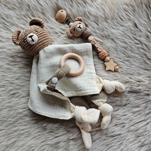 Schnullerkette set teddy bär - schnullerkette,
