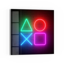 DEQORI Glasbild 'Playstation Elemente' Wandbild Bild modern Deko, versch. Ausf.